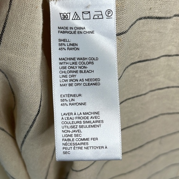 Urban Outfitters Quebec Beige Stripe Linen Blend Side Tie Midi Wrap Dress Size M - Picture 11 of 14